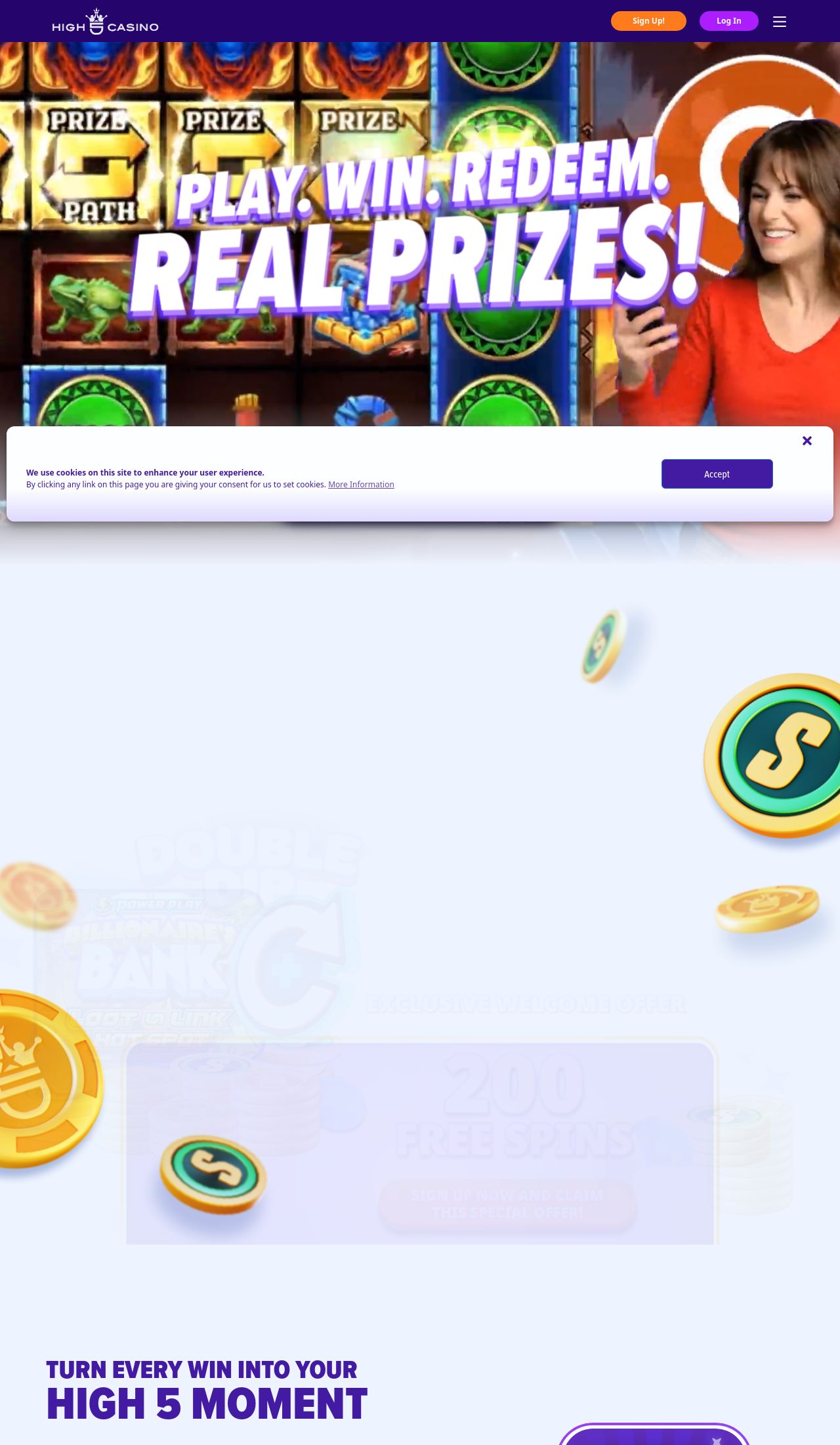 High 5 Casino desktop screenshot