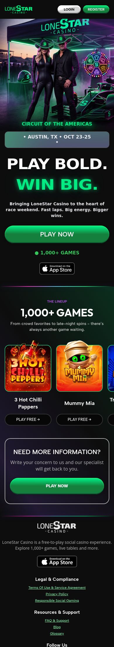 LoneStar Casino mobile screenshot