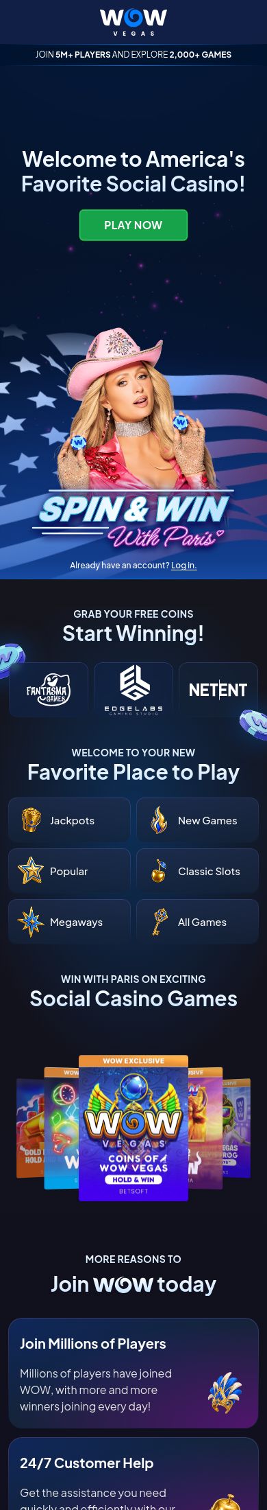 WOW Vegas mobile screenshot